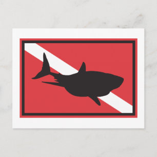 Cartão Postal Bandeira de Mergulho de Tubarão
