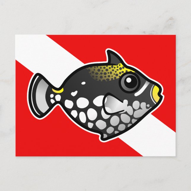 Cartão Postal Bandeira de Mergulho do Peixe-Palhaço Gatilho Fofo (Frente)