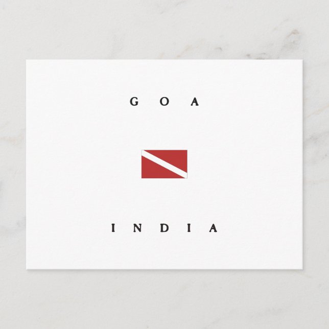 Cartão Postal Bandeira de Mergulho em Goa Índia (Frente)