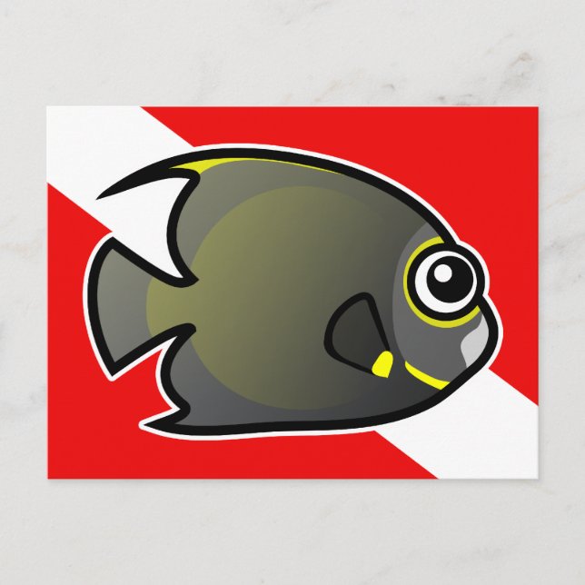 Cartão Postal Bandeira de Mergulho Peixe-Anjo Francês Desenho An (Frente)