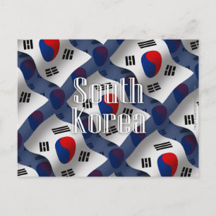 Cartão Postal Bandeira de Ondas da Coreia do Sul