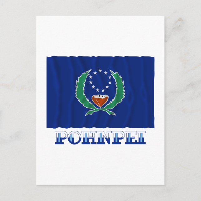Cartão Postal Bandeira de Pohnpei, com nome (Frente)