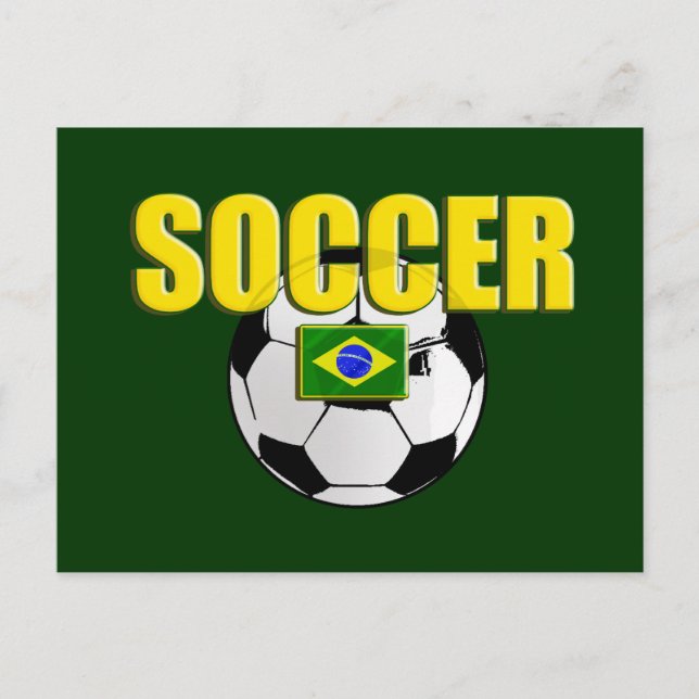 Cartão Postal Bandeira de presentes de futebol do brasil (Frente)