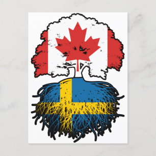 Cartão Postal Bandeira de Raízes da Árvore do Canadá suecia