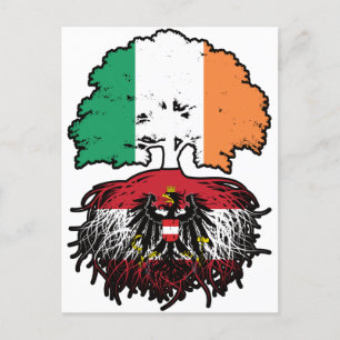 Cartão Postal Bandeira de Raízes de Árvore da Irlanda Austríaca
