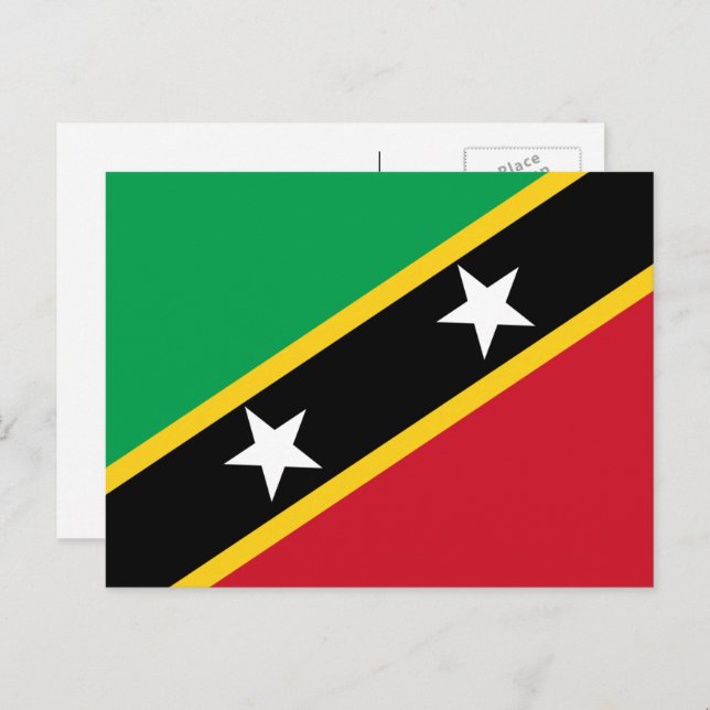 Cartão Postal Bandeira de São Cristóvão e Nevis (Frente/Verso)