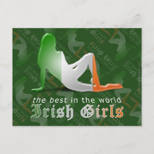 Cartão Postal Bandeira de Silhouette Irish Girl