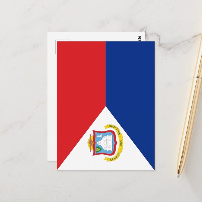 Cartão Postal bandeira de Sint Maarten (Frente/Verso In Situ)