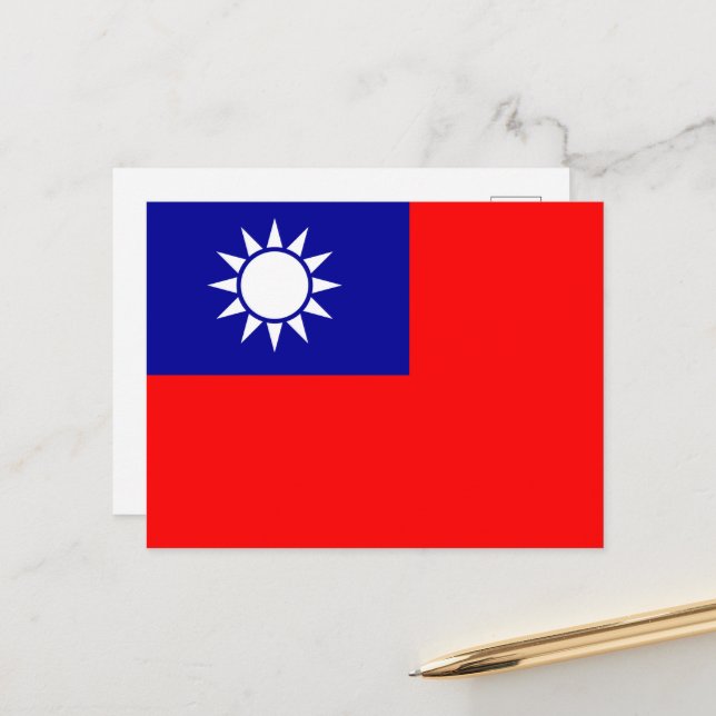 Cartão Postal Bandeira de Taiwan: República da China, Taipé Chin (Frente/Verso In Situ)
