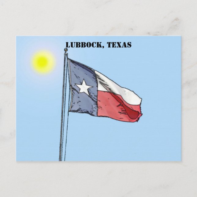 Cartão Postal Bandeira de Texas, Lubbock, Texas (Frente)