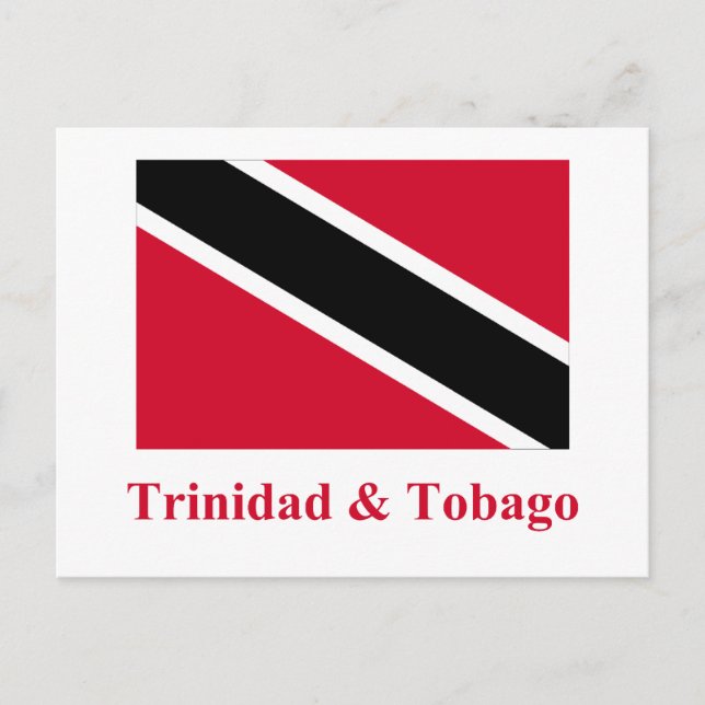 Cartão Postal Bandeira de Trinidad e Tobago com nome (Frente)