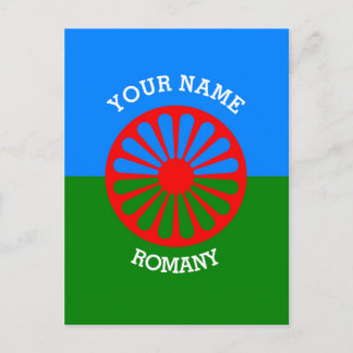 Cartão Postal Bandeira de viajantes ciganos romanos personalizad