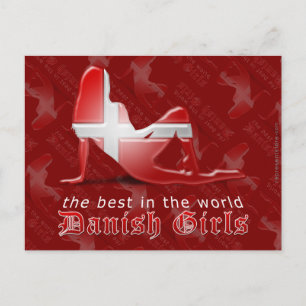 Cartão Postal Bandeira dinamarquesa da silhueta da menina