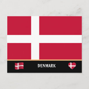 Cartão Postal Bandeira dinamarquesa & viagem pelo país dinamarqu