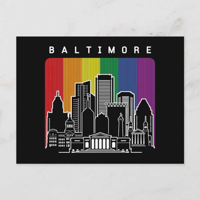 Cartão Postal Bandeira do Arco-Íris de Baltimore Maryland Orgulh (Frente)