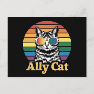 Cartão Postal Bandeira do Arco-íris LGBT Gato Aliado Presente LG