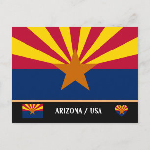 Cartão Postal Bandeira do Arizona & Estado do Arizona EUA /viage