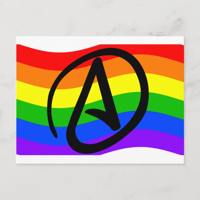 Cartão Postal Bandeira do ateu do arco-íris (Frente)