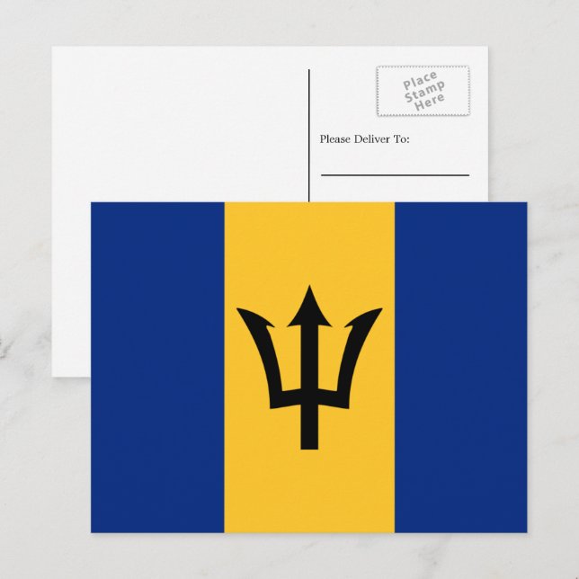 Cartão Postal Bandeira do Barbado, Bandeira dos Barbados (Frente/Verso)