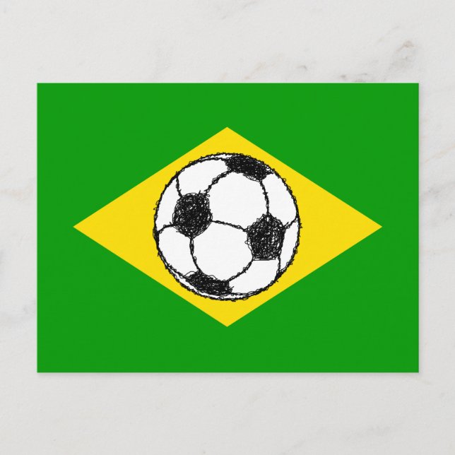 Cartão Postal Bandeira do Brasil | Esboço de futebol (Frente)