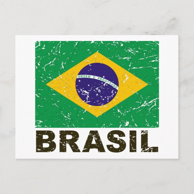 Cartão Postal Bandeira do Brasil Vintage (Frente)