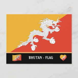 Cartão Postal Bandeira do Butão & país do Butão / dragão do Butã