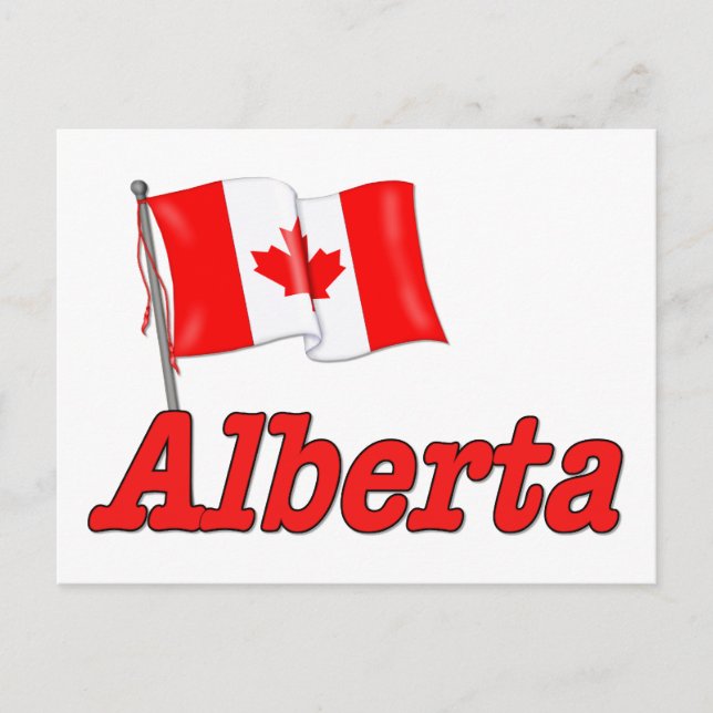 Cartão Postal Bandeira do Canadá - Alberta (Frente)