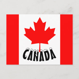 Cartão Postal Bandeira do Canadá Folha de Bordo Vermelho Brilhan