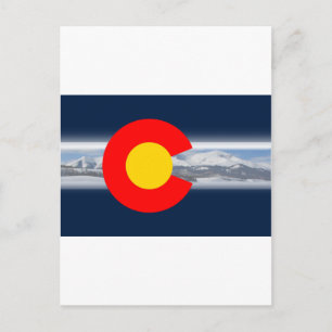 Cartão Postal Bandeira do Colorado com Montanhas