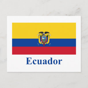 Cartão Postal Bandeira do Equador com Nome