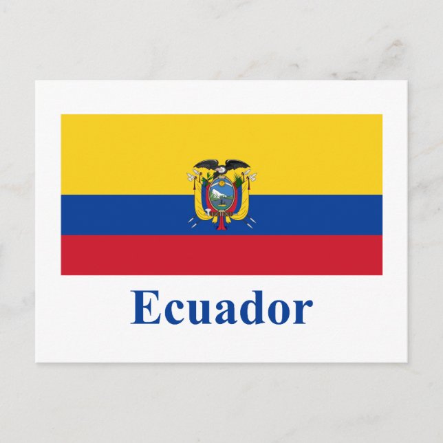 Cartão Postal Bandeira do Equador com Nome (Frente)
