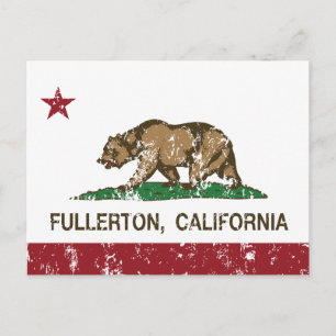Cartão Postal Bandeira do Estado da Califórnia Fullerton