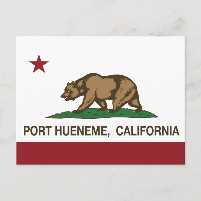 Cartão Postal Bandeira do Estado da Califórnia Port Hueneme (Frente)