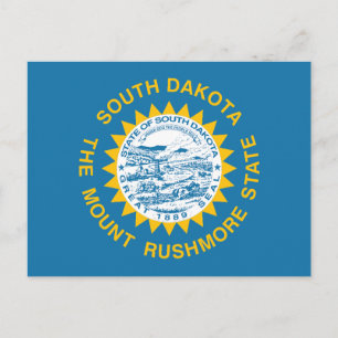 Cartão Postal Bandeira do Estado de Dakota do Sul Raios Dourados
