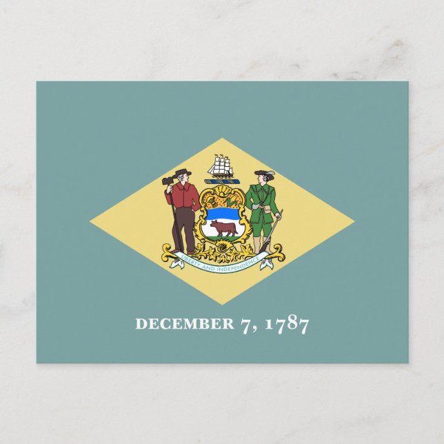 Cartão Postal Bandeira do Estado de Delaware (Frente)