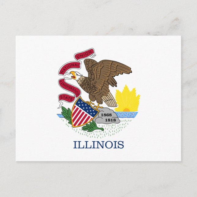 Cartão Postal Bandeira do Estado de Illinois (Frente)
