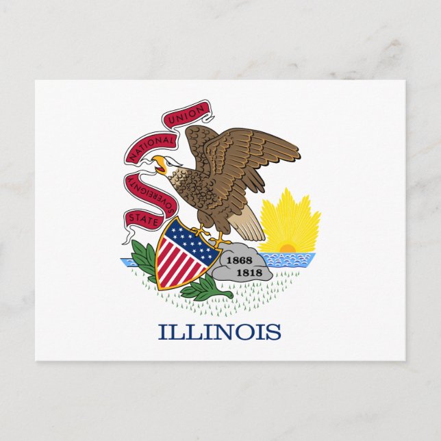 Cartão Postal Bandeira do Estado de Illinois (Frente)