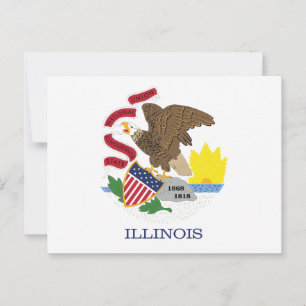 Cartão Postal Bandeira do Estado de Illinois Terra de Lincoln Se