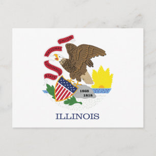 Cartão Postal Bandeira do Estado de Illinois Terra de Lincoln Se