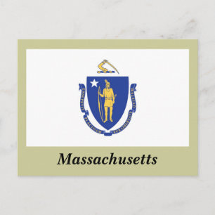 Cartão Postal Bandeira do Estado de Massachusetts