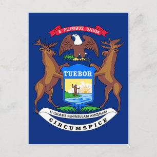 Cartão Postal Bandeira do Estado de Michigan