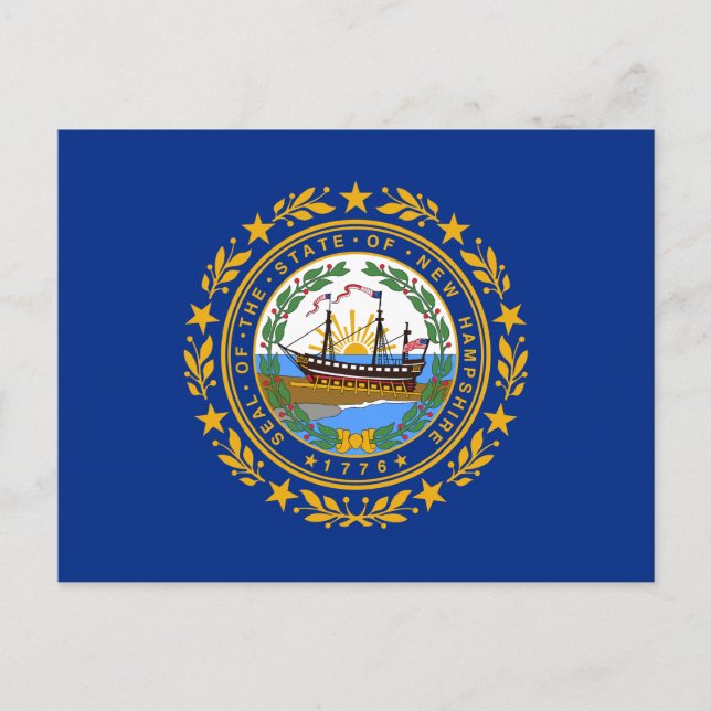 Cartão Postal Bandeira do Estado de New Hampshire (Frente)