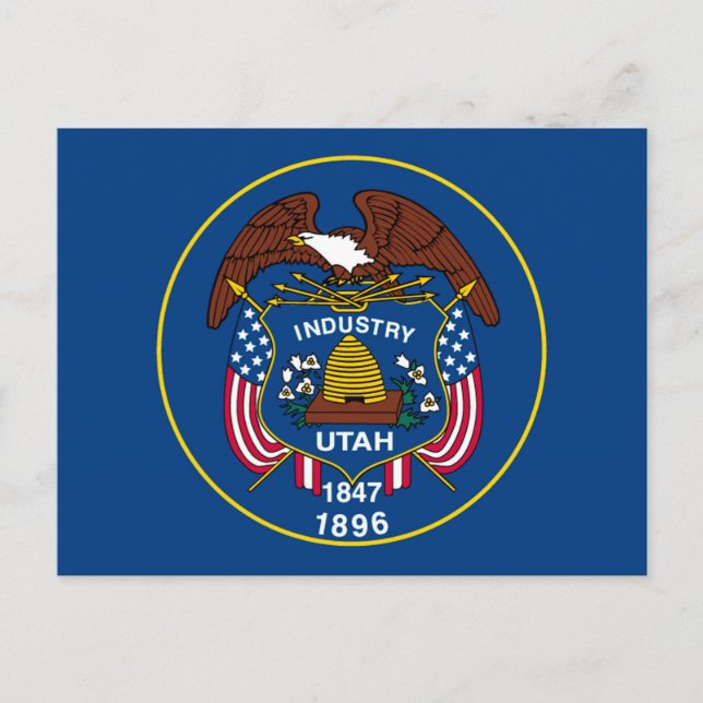Cartão Postal Bandeira do Estado de Utah Design (Frente)