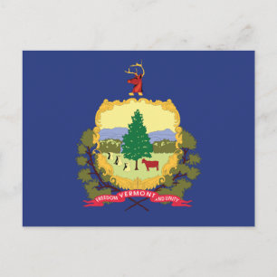 Cartão Postal Bandeira do Estado de Vermont Árvore de Pinheiro V