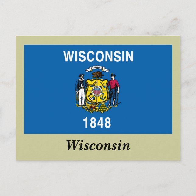 Cartão Postal Bandeira do Estado de Wisconsin (Frente)