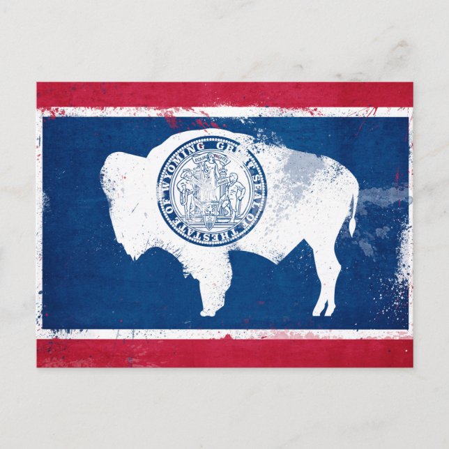 Cartão Postal Bandeira do Estado de Wyoming Distressed (Frente)