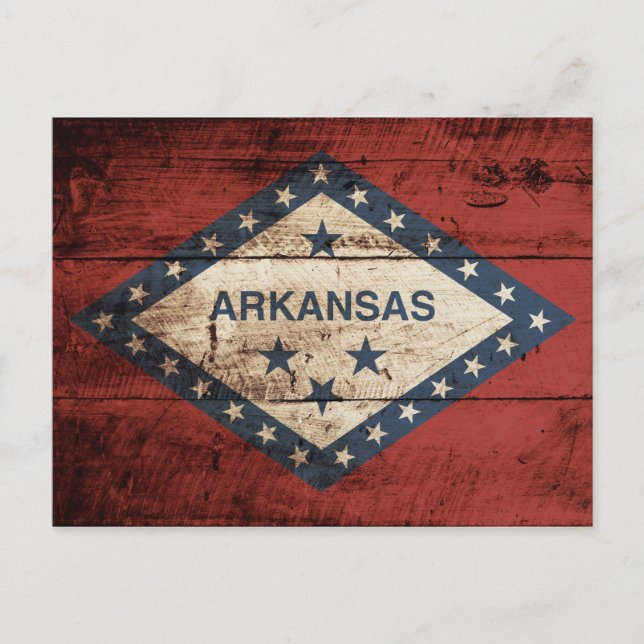 Cartão Postal Bandeira do Estado do Arkansas no Velho Grão de Ma (Frente)