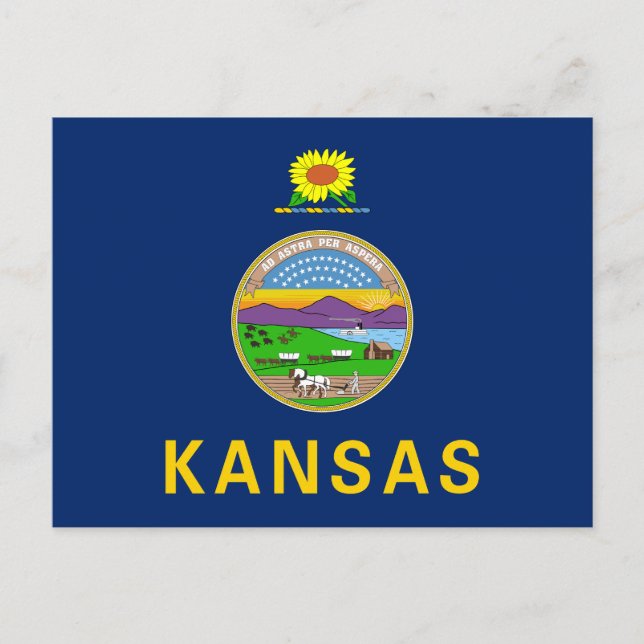 Cartão Postal Bandeira do Estado do Kansas (Frente)