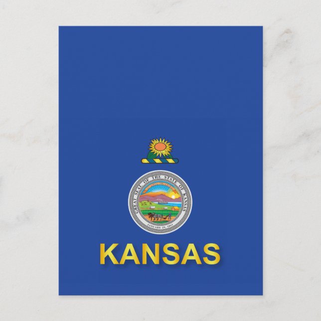 Cartão Postal Bandeira do Estado do Kansas (Frente)