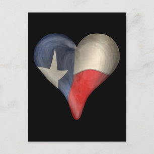 Cartão Postal Bandeira do Estado do Texas em um coração